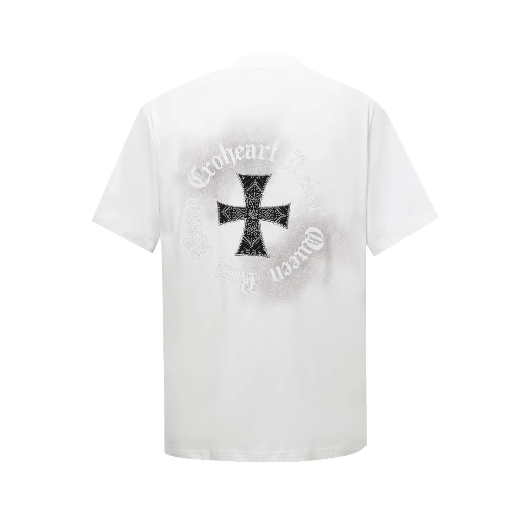 P180 Chrome Hearts] Fabric: 100% cotton Chrome Hearts* Chrome Hearts uses 300g double yarn fabric, 1*1 Solona rib, imported digital white ink front and rear direct injection superimposed printing patch embroidery process, more advanced, loose version, same style for men and women Color: Black White Size: XS S M L